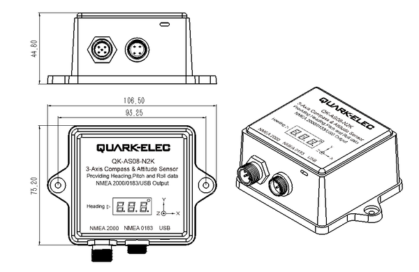 Quark-Elec AS08 N2K Elektronisch compass & attitude sensor