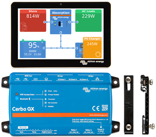 Victron Cerbo GX met GX Touch50 display + Ruuvi sensoren