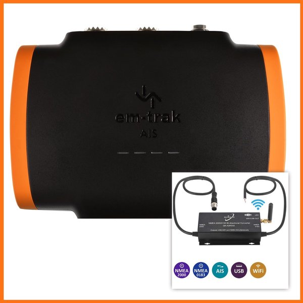 Summer  deal: EmTrak B953 5w AIS Transceiver + splitter and A32 WiFi NMEA2000 converter