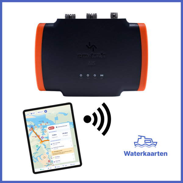 Waterkaarten App Deal: EmTrak B954 5W AIS Transponder met splitter + WiFi + Bluetooth